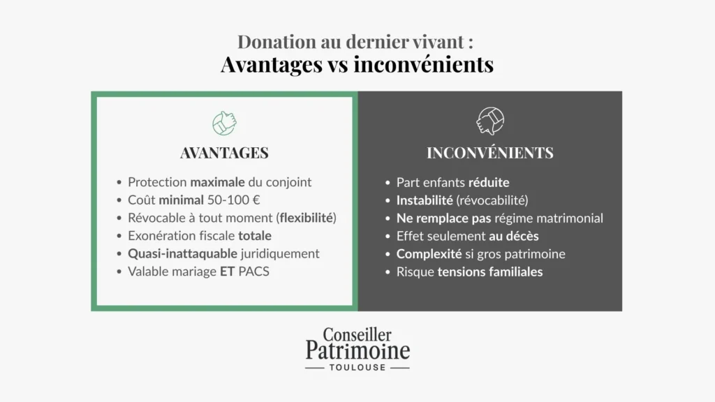 avantages inconvénients donation dernier vivant conjoint