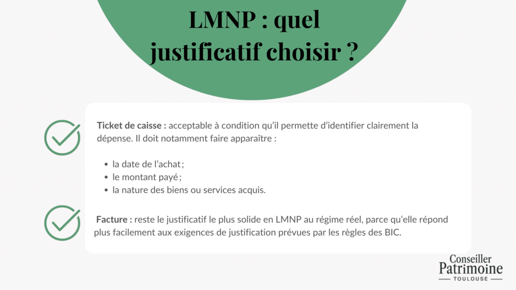 lmnp justificatif facture ticket de caisse